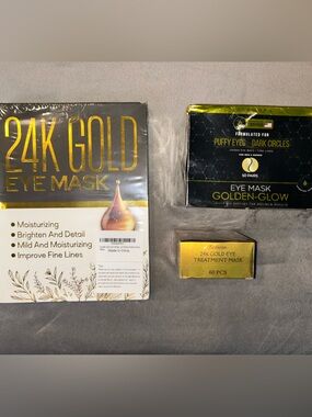 24K Gold Eye Mask Set - Gold and Black